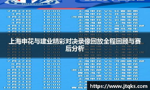 上海申花与建业精彩对决录像回放全程回顾与赛后分析